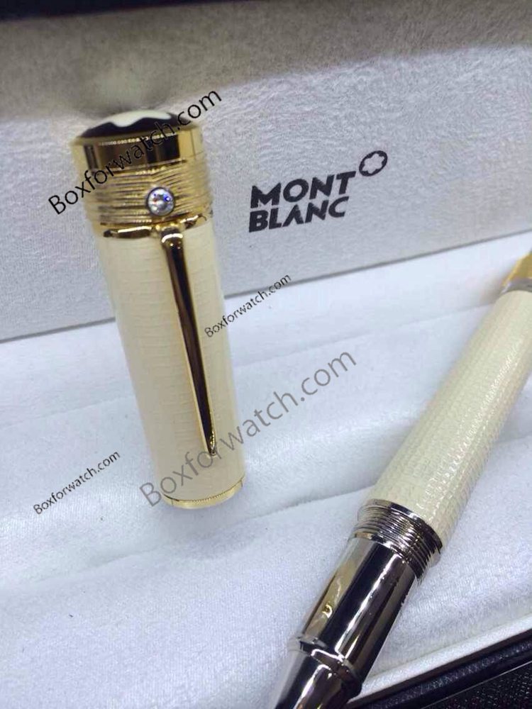 AAA Quality Mont Blanc Gandhi Cream Barrel Silver Rollerball Pen